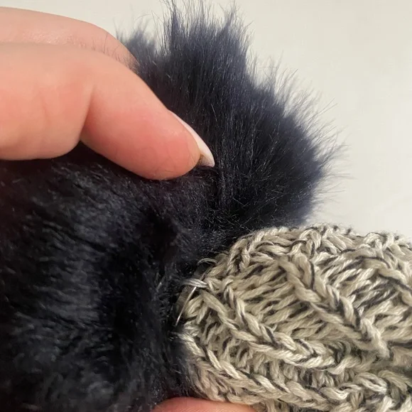 Love Your Melon Grey Knit Beanie with Black Removable Pompom - Picture 5 of 8